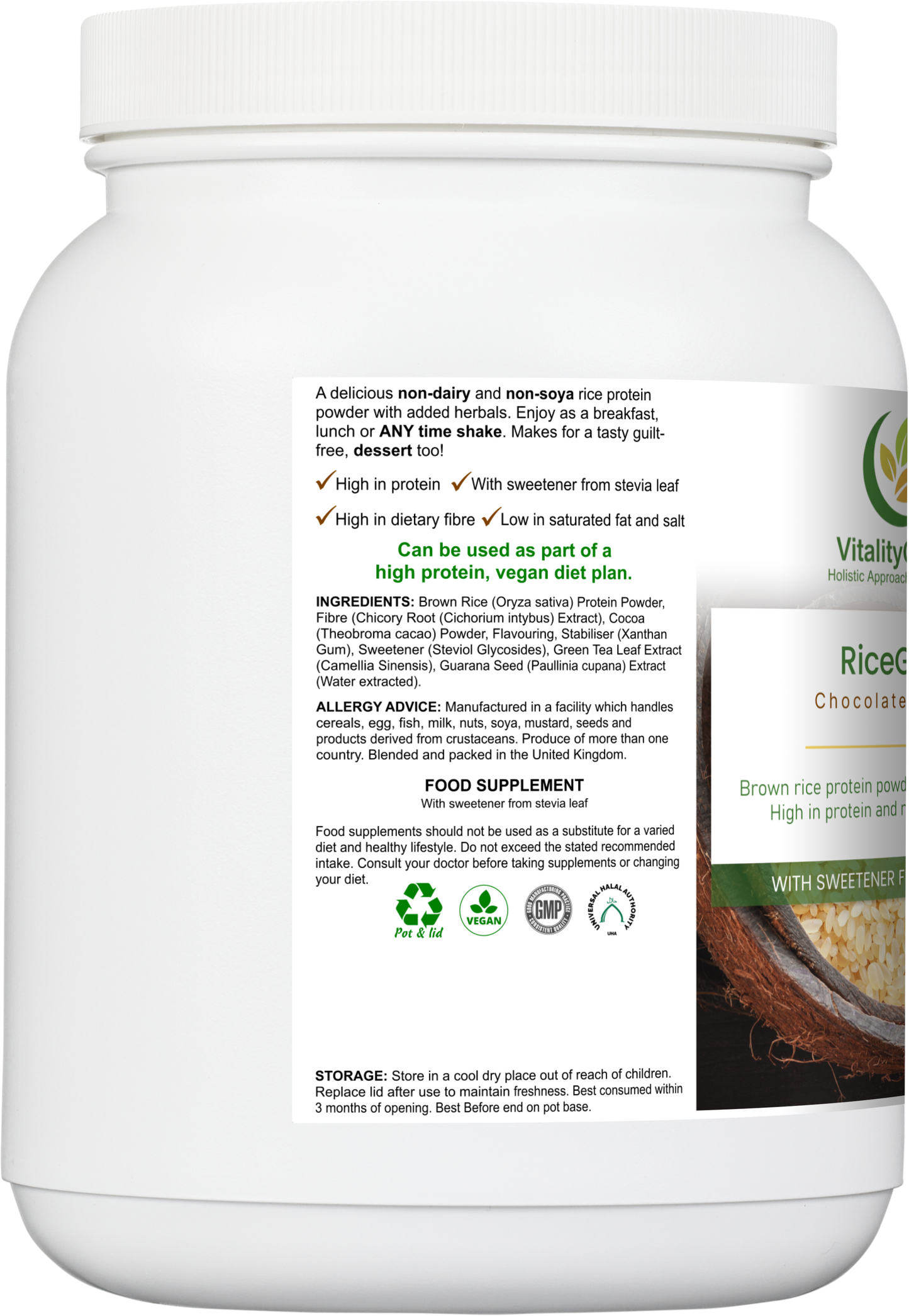 RiceGlow/ Vegan Brown Rice Protein  & Botanical Blend /Chocolate Flavour